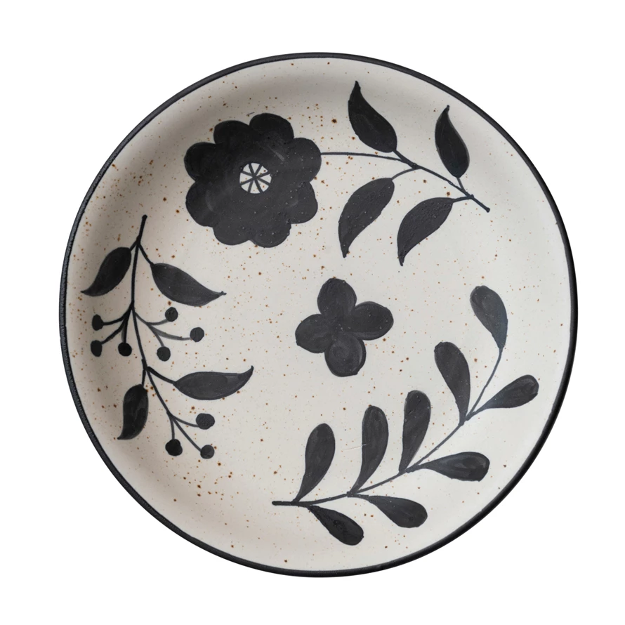  Creative Co-Op Stoneware, Black & White, Set of 4