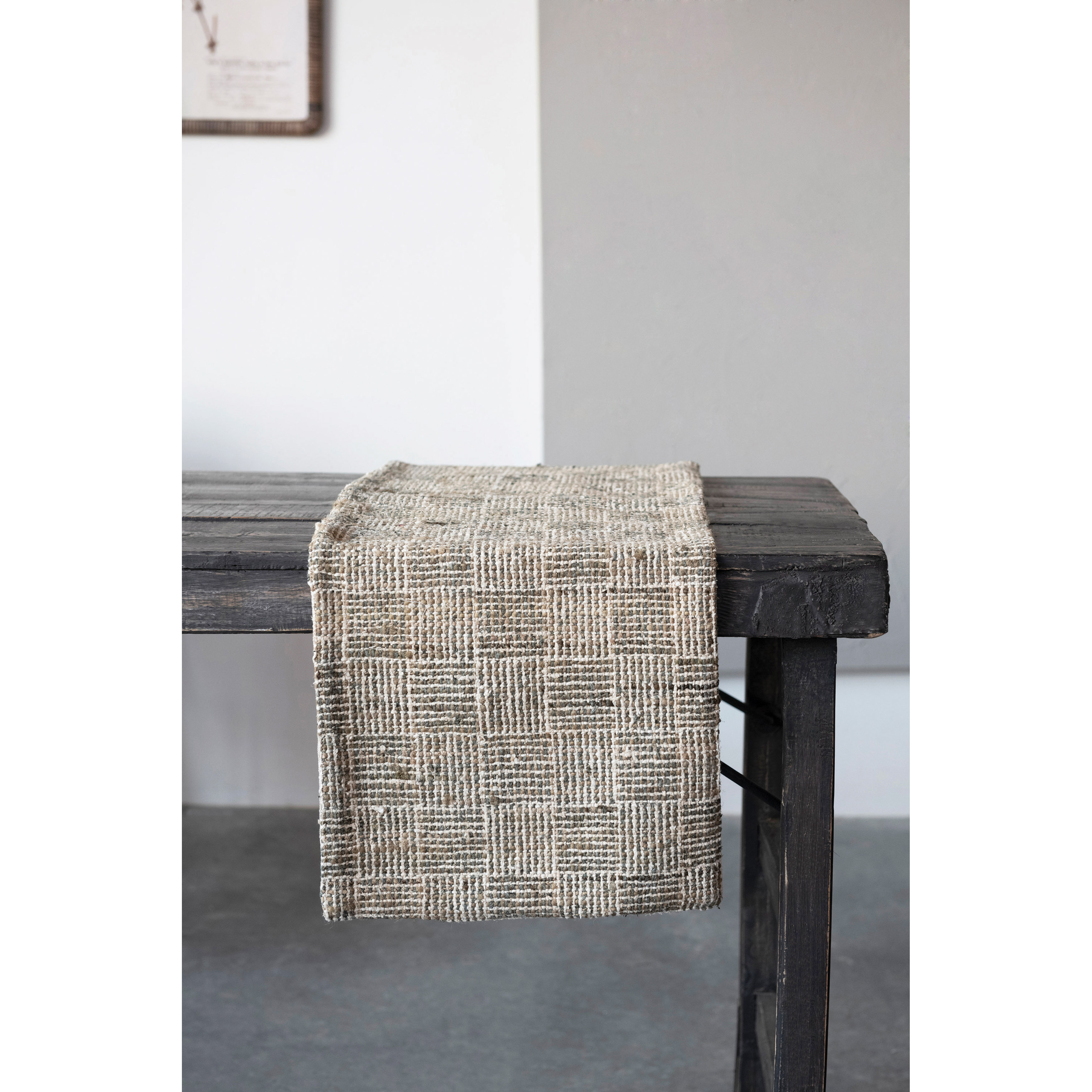 Woven Cotton Blend Table Runner with Chambray Back
